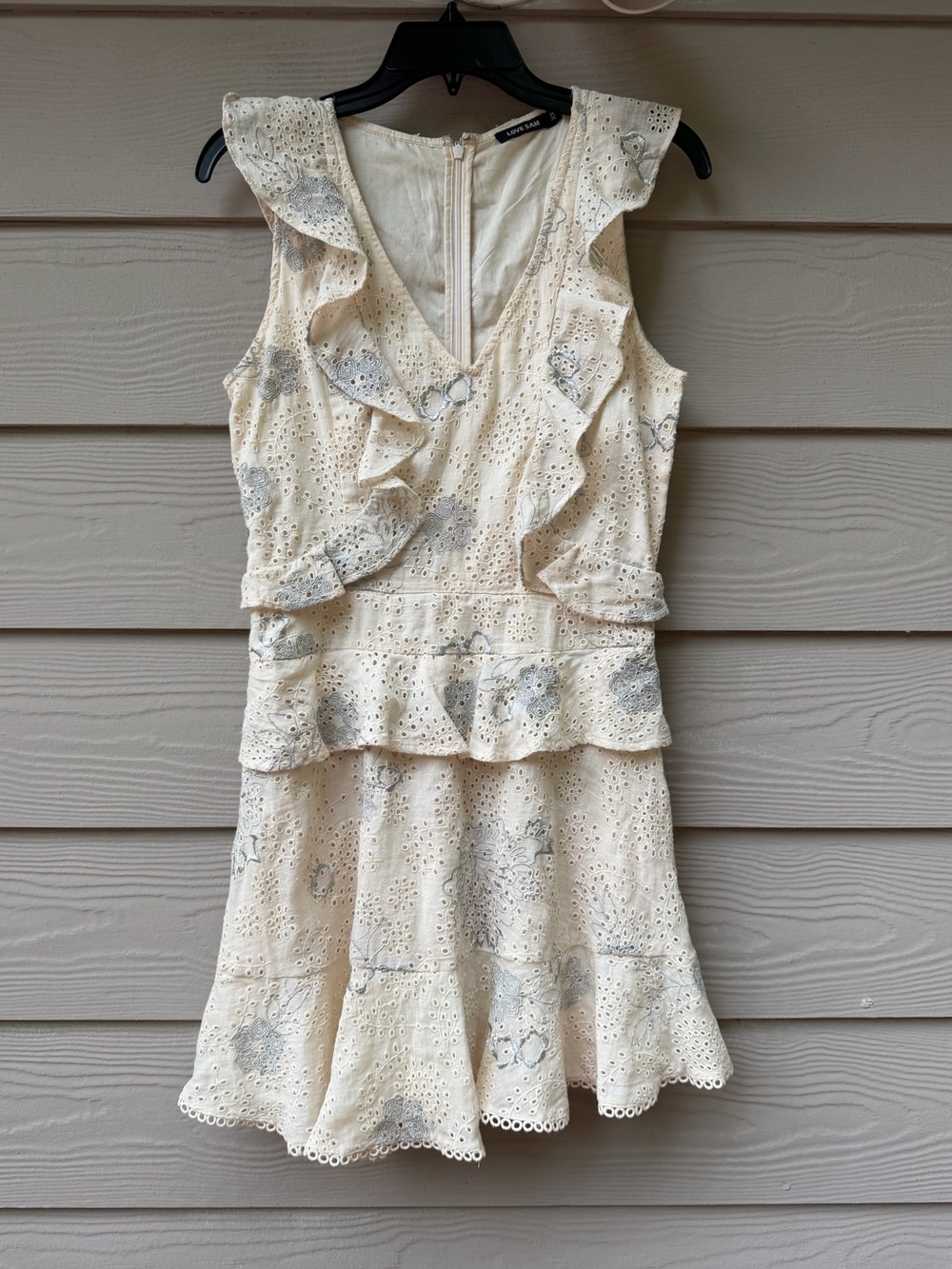 Love Sam "Vivienne" Eyelet Embroidered Ruffle Mini Dress